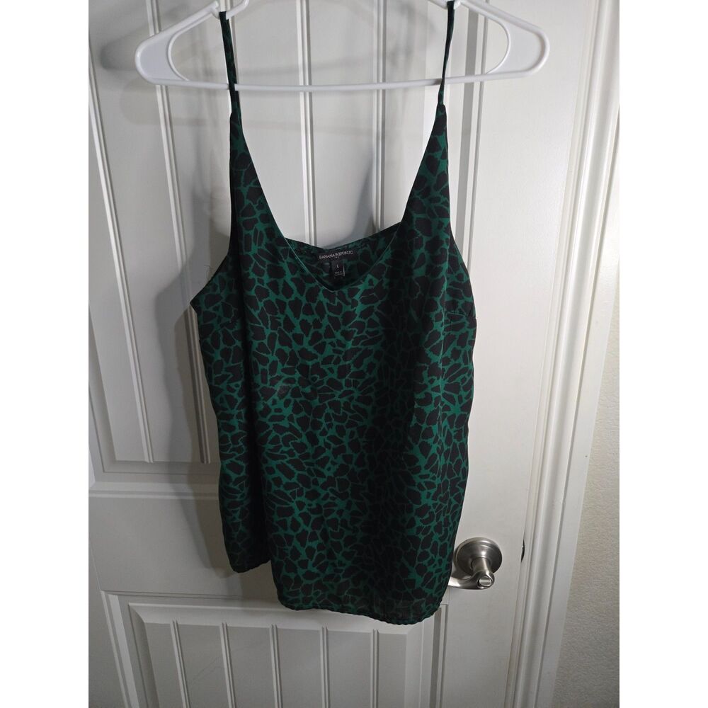 Banana Republic Women’s Size L Green Black Abstract Print Sleeveless Tank Top